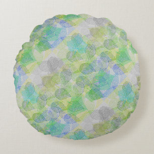 Coussins Ronds motif plante A02.b Feuille LGrey BG