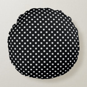 Coussins Ronds Motif Pois noir blanc