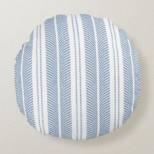 Coussins Ronds Motif rayé à chevrons bleu doux et fougère