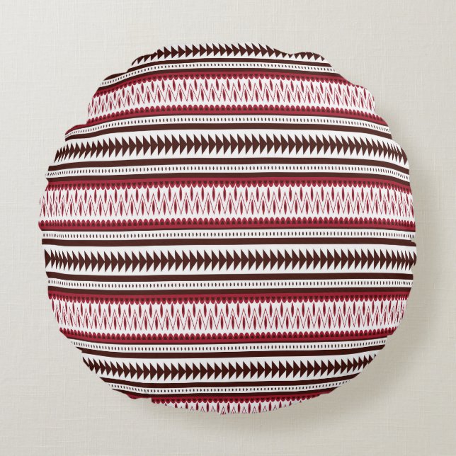 Coussins Ronds motif rayé rouge et blanc (Devant)