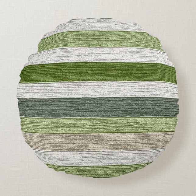 Coussins Ronds Motif rayé vert et crème (Devant)