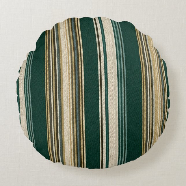 Coussins Ronds Motif rayé vert et crème classique (Devant)