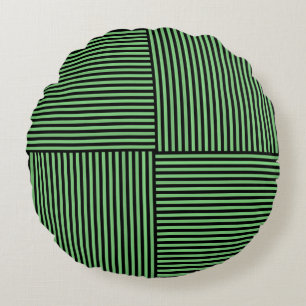 Coussins Ronds Motif rayures vert noir