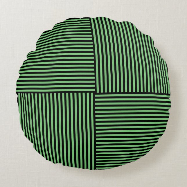 Coussins Ronds Motif rayures vert noir (Devant)