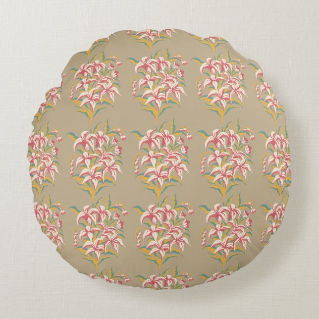 Coussins Ronds Motif Répétitif de Modèle de Lys (Devant)