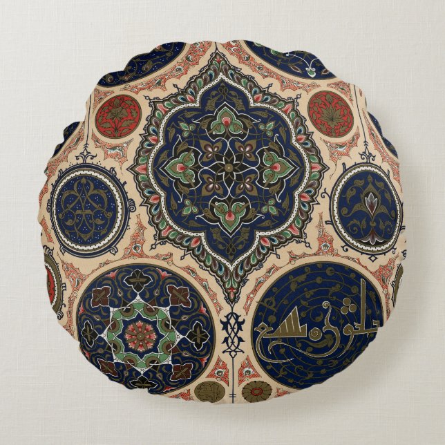 Coussins Ronds Motif rétro arabe complexe (Devant)