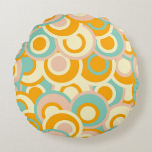 Coussins Ronds Motif rétro coloré dans des tons pastel orange