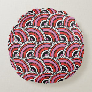 Coussins Ronds motif rétro géométrique transparent