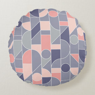 Coussins Ronds Motif rétro Rose gris sans joint