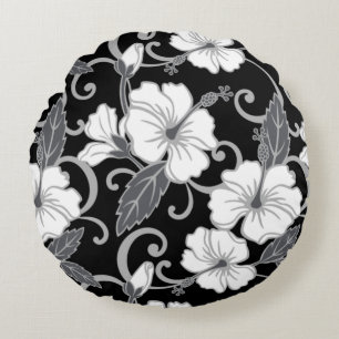 COUSSINS RONDS MOTIF RÊVE POLYNÉSIEN EN NOIR