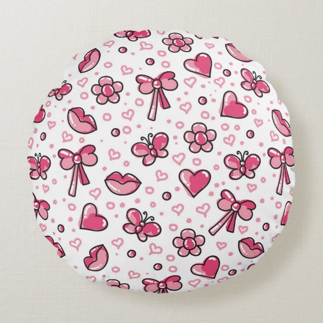 Coussins Ronds motif romantique (Devant)
