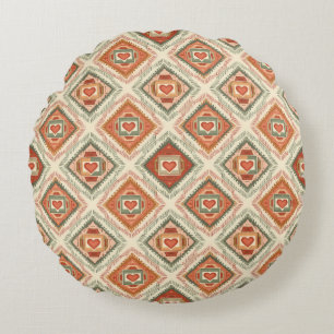 Coussins Ronds Motif Romantique du Sud-Ouest Cœur Péché & Sauge