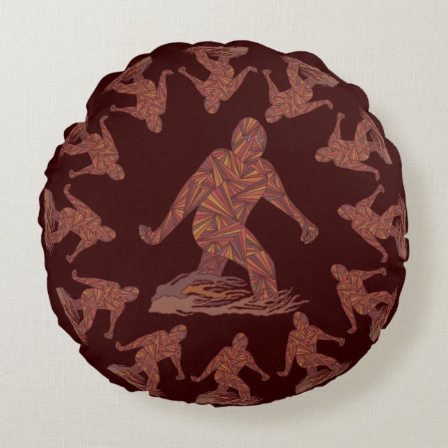Coussins Ronds Motif rond de marche de Z Bigfoot Sasquatch (Devant)