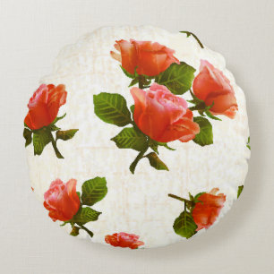Coussins Ronds motif rose, arrière - plan vintage.