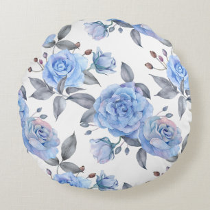 Coussins Ronds Motif rose bleu pastel