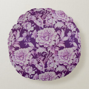 Coussins Ronds Motif rose de répétition blanc/violet pâle