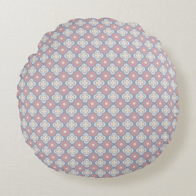 Coussins Ronds Motif rose et bleu (Devant)
