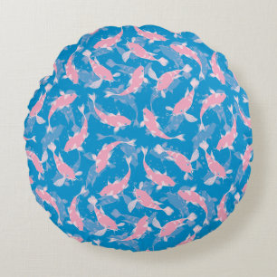Coussins Ronds Motif rose et bleu - Koi Fish