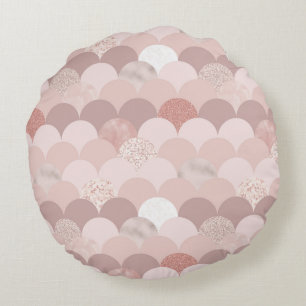 Coussins Ronds Motif rose or et rose