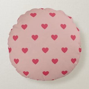 Coussins Ronds Motif rose Retro Coeur Y2K avec Arrière - plan ros