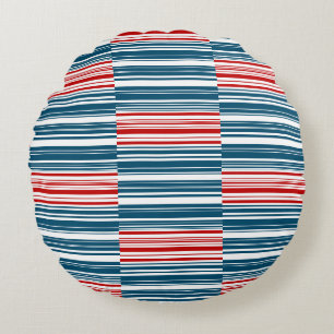 Coussins Ronds Motif rouge blanc rayé