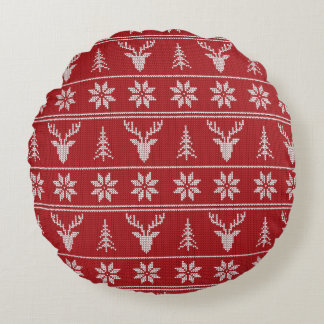 Coussins Ronds Motif rouge moche de Noël