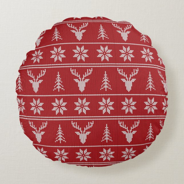 Coussins Ronds Motif rouge moche de Noël (Devant)