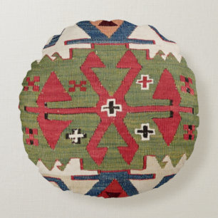 Coussins Ronds Motif rouge ornemental coloré Fleur bleue