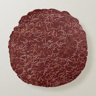 Coussins Ronds Motif rouge simple Abstrait Thread Art