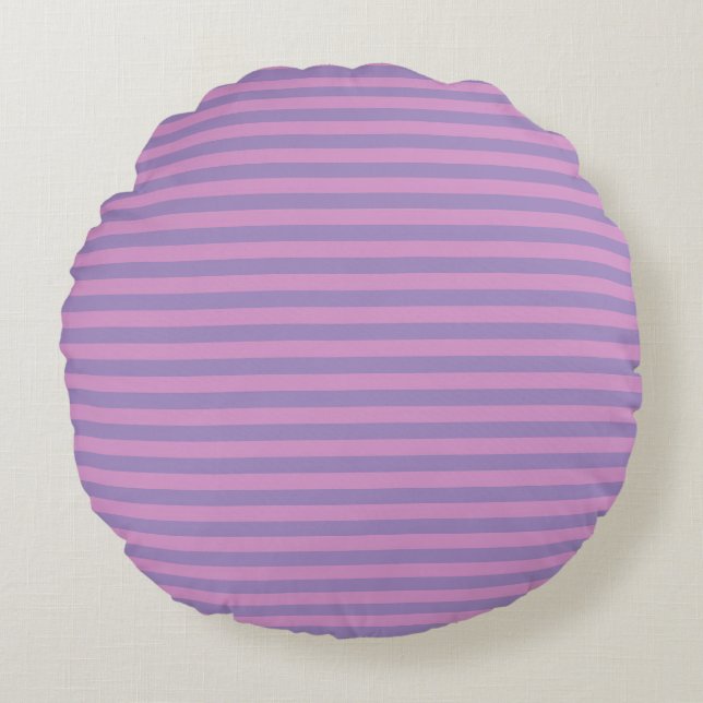 Coussins Ronds Motif sans couture à rayures rose violet (Devant)