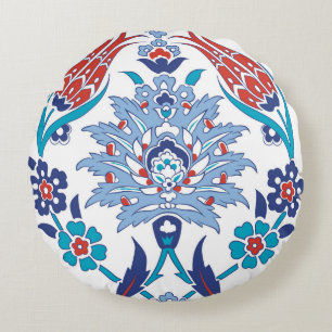 Coussins Ronds Motif sans couture au style turc traditionnel