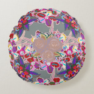 Coussins Ronds Motif sans couture aux motifs floraux. Patte trans