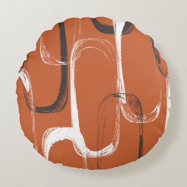 Coussins Ronds Motif sans couture avec aquarelle orange  (Devant)