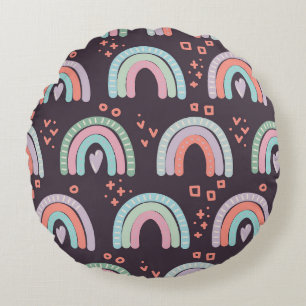 Coussins Ronds motif sans couture avec arc-en-ciel et clip goutt