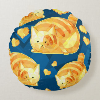 Coussins Ronds Motif sans couture avec de mignons chats en carica
