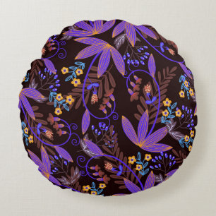 Coussins Ronds Motif sans couture avec de minuscules fleurs vives