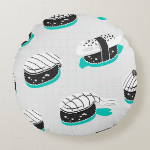 Coussins Ronds Motif sans couture avec des sushis nigiri