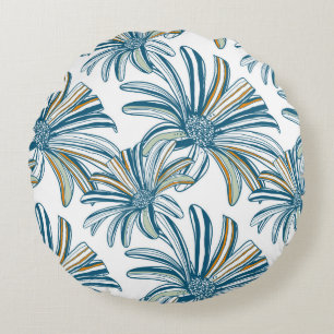 Coussins Ronds Motif sans couture avec fleurs de gerbera. retour 