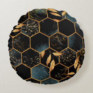 Coussins Ronds Motif sans couture avec hexagone en marbre et le d