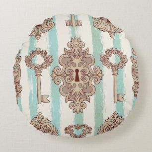 Coussins Ronds Motif sans couture avec touches et verrous vintage