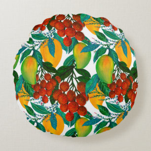 Coussins Ronds Motif sans couture avec une mangue fraîche et exot