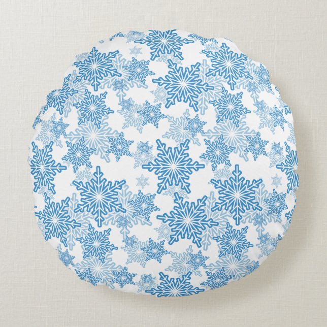 Coussins Ronds Motif sans couture blanc et bleu (Devant)