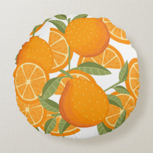 Coussins Ronds Motif sans couture d'agrumes oranges jaunes fruits
