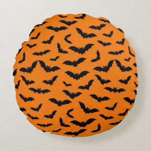 Coussins Ronds Motif sans couture de chauves-souris noires Hallow