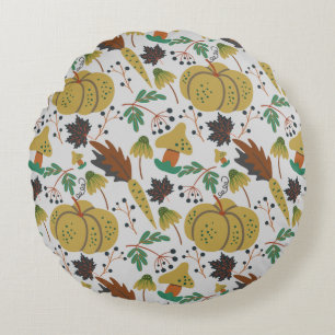 Coussins Ronds Motif sans couture de citrouilles tropicaux et car