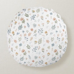 Coussins Ronds Motif sans couture de fleurs sauvages à l'aquarell