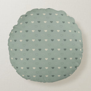 Coussins Ronds Motif sans couture de grille de cœur vert assourdi