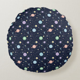 Coussins Ronds Motif sans couture de planètes du système solaire