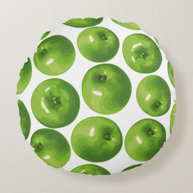 Coussins Ronds Motif sans couture de pomme verte (Devant)