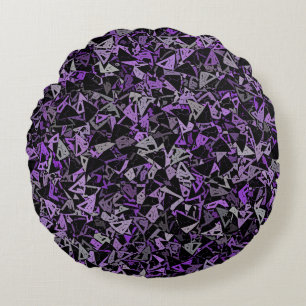 Coussins Ronds Motif sans couture de triangle gris violet noir